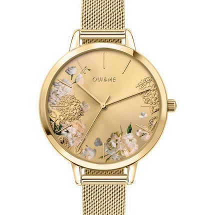 Montre pour femme Oui &amp, Me Grande Fleurette en acier inoxydable à quartz doré ME010151