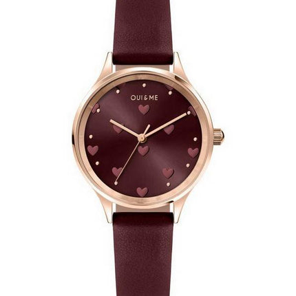 Montre pour femme Oui &  Me Bichette Bordeaux Sunray Dial Bracelet en cuir Quartz ME010170