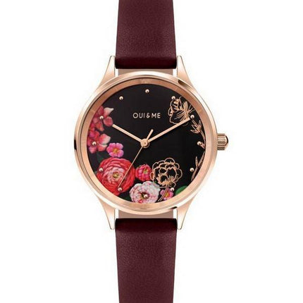 Montre Femme Oui &  Me Minette Cadran Noir Bracelet Cuir Quartz ME010173