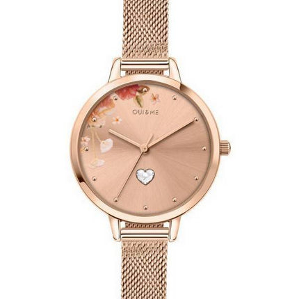 Montre pour femme Oui &  Me Petite Fleurette en acier inoxydable ton or rose ME010193