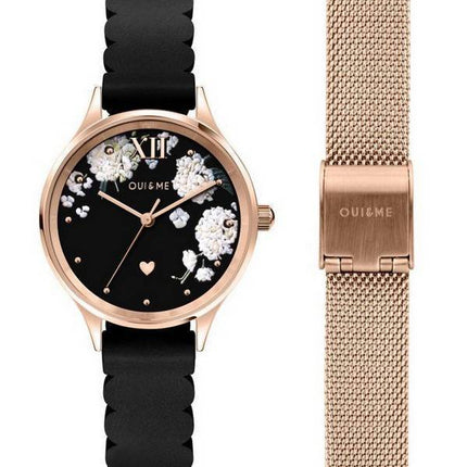 Montre Femme Oui &  Me Bichette Cadran Noir Mat Bracelet Cuir Quartz ME010241