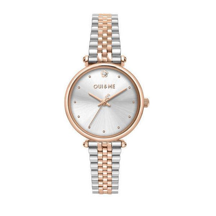 Montre Oui &amp, Me Etoile en acier inoxydable bicolore avec cadran argenté et quartz ME010294 pour femme