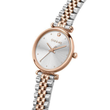 Montre Oui &amp, Me Etoile en acier inoxydable bicolore avec cadran argenté et quartz ME010294 pour femme