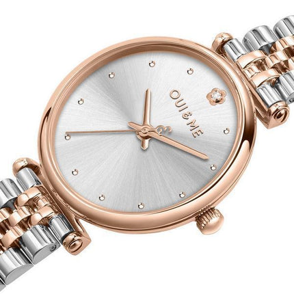 Montre Oui &amp, Me Etoile en acier inoxydable bicolore avec cadran argenté et quartz ME010294 pour femme