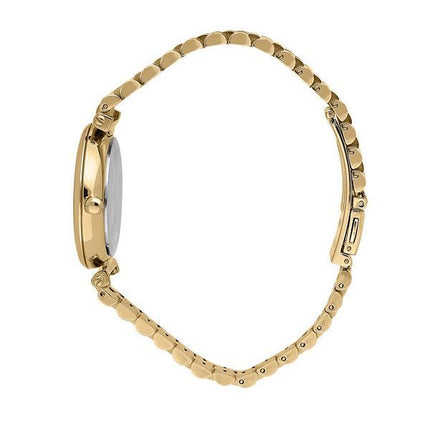 Montre Oui &amp, Me Etoile en acier inoxydable doré avec cadran blanc et quartz ME010295 pour femme