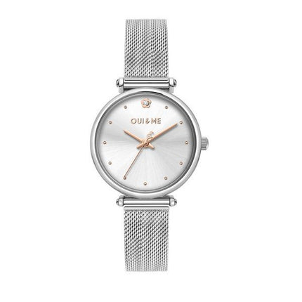 Montre Oui &amp, Me Etoile en acier inoxydable avec cadran argenté et quartz ME010296 pour femme