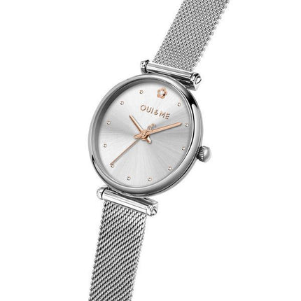 Montre Oui &amp, Me Etoile en acier inoxydable avec cadran argenté et quartz ME010296 pour femme