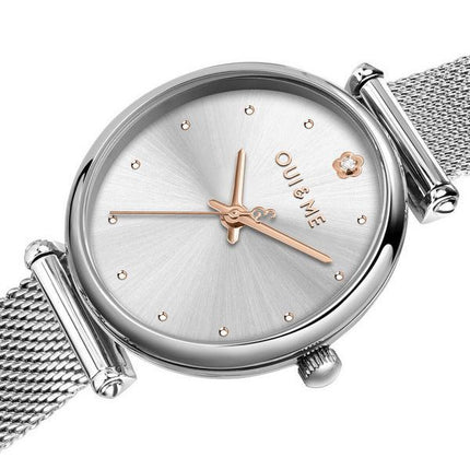 Montre Oui &amp, Me Etoile en acier inoxydable avec cadran argenté et quartz ME010296 pour femme