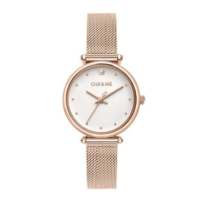 Montre Oui &amp, Me Etoile en acier inoxydable et cadran blanc à quartz ME010297 pour femme