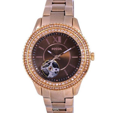 Fossil Stella Crystal Accents Coeur Ouvert Cadran Marron Automatique ME3211 Montre Femme
