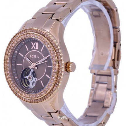 Fossil Stella Crystal Accents Coeur Ouvert Cadran Marron Automatique ME3211 Montre Femme