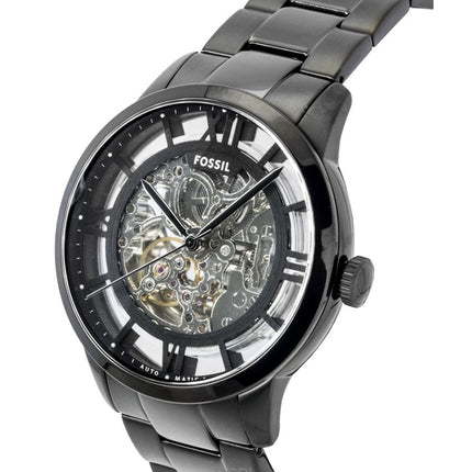 Montre homme Fossil Townsman ME3269 en acier inoxydable, cadran squelette noir, automatique