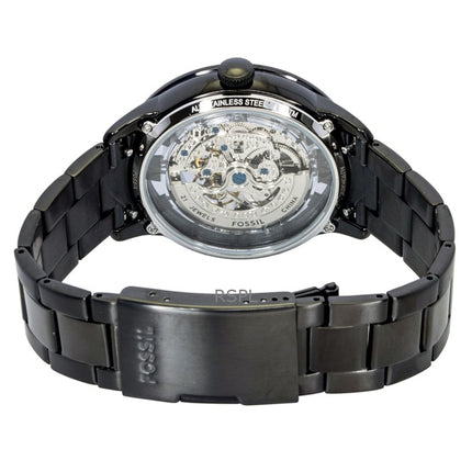 Montre homme Fossil Townsman ME3269 en acier inoxydable, cadran squelette noir, automatique