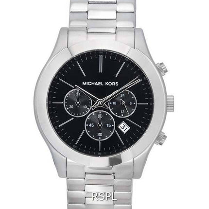 Michael Kors Slim Runway Chronographe Cadran Noir Quartz MK1056SET 100M Montre Homme Avec Coffret Cadeau