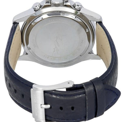 Montre pour homme Michael Kors Everest chronographe en cuir bleu marine avec cadran noir et quartz MK9091 100M