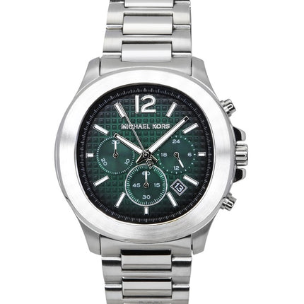 Montre chronographe surdimensionnée Michael Kors Sage en acier inoxydable avec cadran vert et quartz MK9191 pour homme