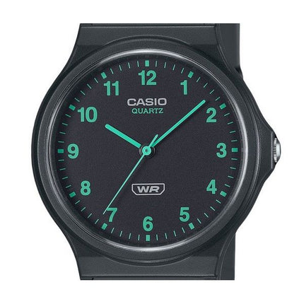 Montre unisexe Casio POP analogique à quartz avec bracelet en résine biosourcée et cadran noir MQ-24B-8B