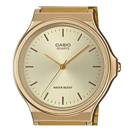 Montre analogique Casio pour homme en acier inoxydable doré avec cadran champagne et quartz MQ-24G-9E