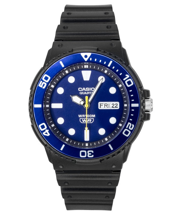 Montre pour homme Casio avec bracelet en résine analogique et cadran bleu à quartz MRW-230H-2EV 100M