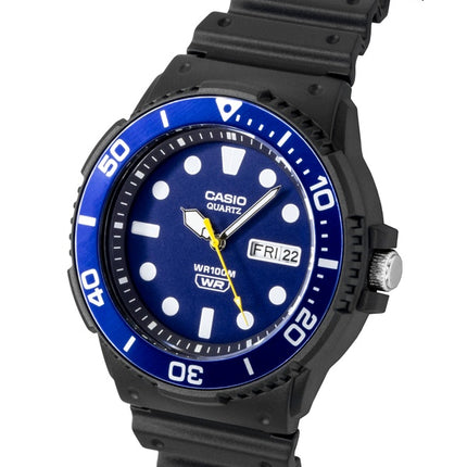 Montre pour homme Casio avec bracelet en résine analogique et cadran bleu à quartz MRW-230H-2EV 100M