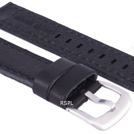 Bracelet de cuir de marque Ratio noir 20mm