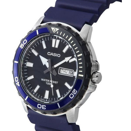 Montre pour homme Casio Standard avec bracelet en résine analogique et cadran noir à quartz MTD-125-2A 100M