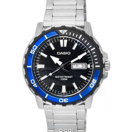 Casio Enticer Standard Analogique Cadran Noir Quartz MTD-125D-1A2 MTD125D-1A2 100M Montre Homme