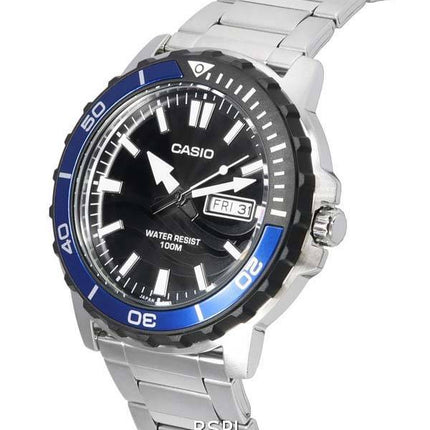 Casio Enticer Standard Analogique Cadran Noir Quartz MTD-125D-1A2 MTD125D-1A2 100M Montre Homme