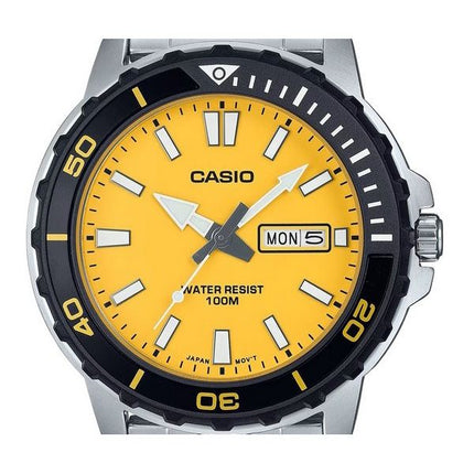 Montre pour homme Casio Standard analogique en acier inoxydable avec cadran jaune et quartz MTD-125D-9AV 100M