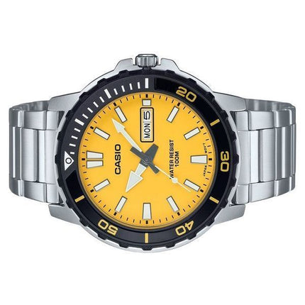 Montre pour homme Casio Standard analogique en acier inoxydable avec cadran jaune et quartz MTD-125D-9AV 100M