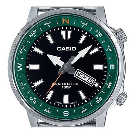 Montre Casio Standard analogique en acier inoxydable avec cadran noir et quartz MTD-130D-1A3V 100M pour homme
