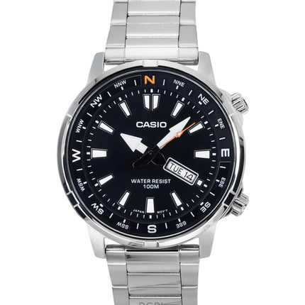 Montre Casio Standard analogique en acier inoxydable avec cadran noir et quartz MTD-130D-1A4V 100M pour homme