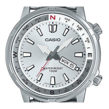 Montre homme Casio MTD-130D-7AV 100M, analogique, cadran argenté, acier inoxydable, reconditionnée