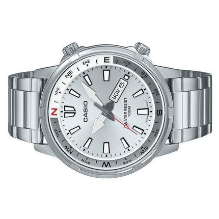 Montre homme Casio MTD-130D-7AV 100M, analogique, cadran argenté, acier inoxydable, reconditionnée