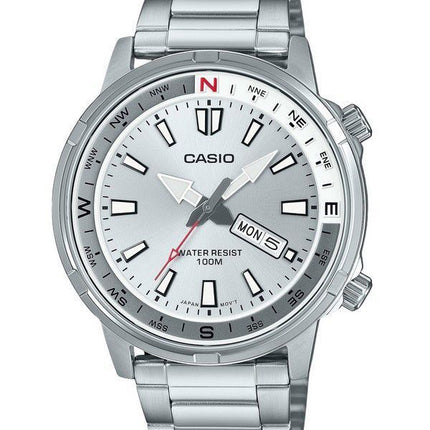 Montre homme Casio MTD-130D-7AV 100M, analogique, cadran argenté, acier inoxydable, reconditionnée