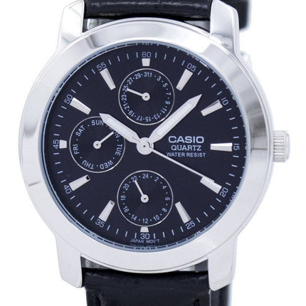 Montre Casio Enticer Quartz Multi cuir bracelet PSG-1192E-1ADF PSG-1192E-1 a hommes cadran