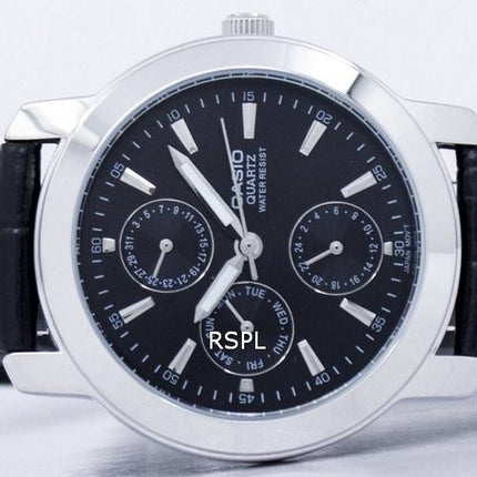 Montre Casio Enticer Quartz Multi cuir bracelet PSG-1192E-1ADF PSG-1192E-1 a hommes cadran