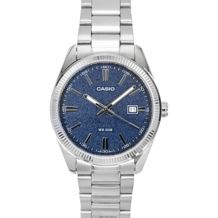 Montre analogique Casio Standard pour homme, acier inoxydable, cadran bleu, quartz, MTP-1302DA-2A1V