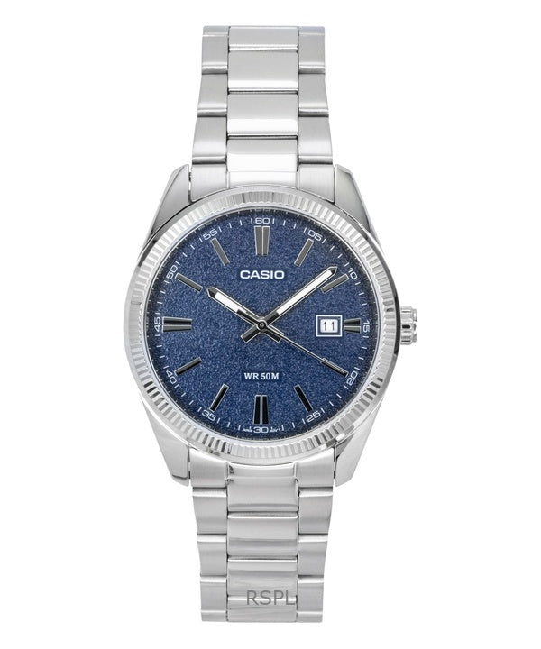 Montre analogique Casio Standard pour homme, acier inoxydable, cadran bleu, quartz, MTP-1302DA-2A1V