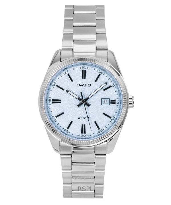 Montre analogique Casio Standard pour homme, acier inoxydable, cadran bleu clair, quartz, MTP-1302DA-2A2V
