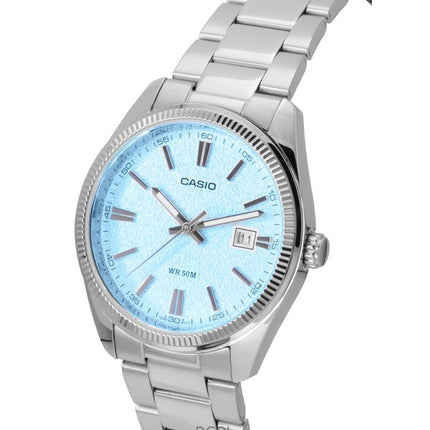 Montre analogique Casio Standard pour homme, acier inoxydable, cadran bleu clair, quartz, MTP-1302DA-2A2V