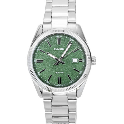 Montre analogique Casio Standard pour homme, acier inoxydable, cadran vert, quartz, MTP-1302DA-3AV