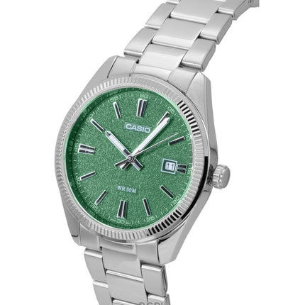 Montre analogique Casio Standard pour homme, acier inoxydable, cadran vert, quartz, MTP-1302DA-3AV