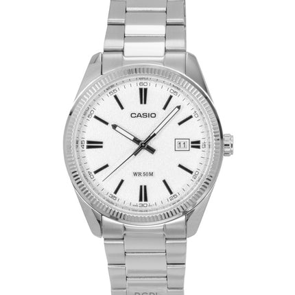 Montre unisexe Casio Standard analogique en acier inoxydable avec cadran blanc et quartz MTP-1302DA-7AV