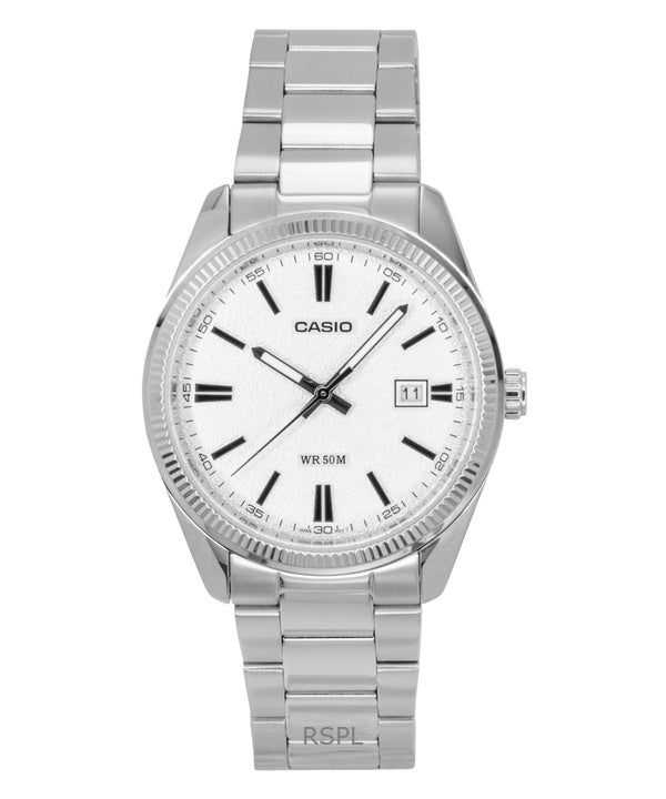 Montre unisexe Casio Standard analogique en acier inoxydable avec cadran blanc et quartz MTP-1302DA-7AV