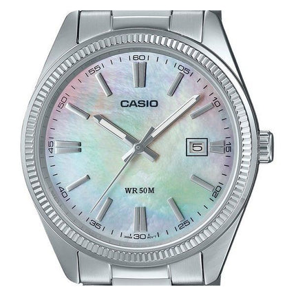 Montre analogique Casio Standard pour homme en acier inoxydable plaqué ionique et quartz nacré MTP-1302DS-7AV