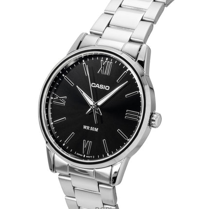 Montre homme Casio analogique en acier inoxydable, cadran noir, mouvement à quartz MTP-1303DD-1AV