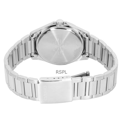 Montre analogique Casio Standard pour homme, acier inoxydable, cadran blanc, quartz, MTP-1370D-7A3V