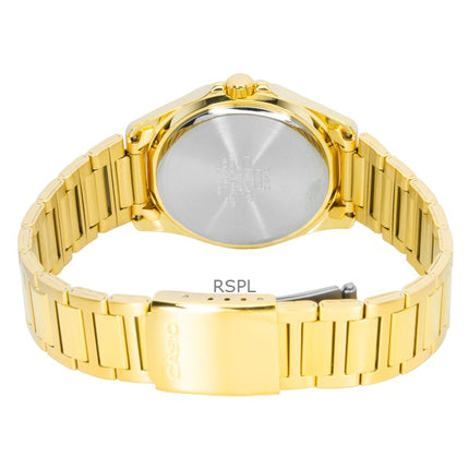 Montre analogique Casio Standard pour homme, acier inoxydable doré, cadran noir, quartz, MTP-1370G-1AV