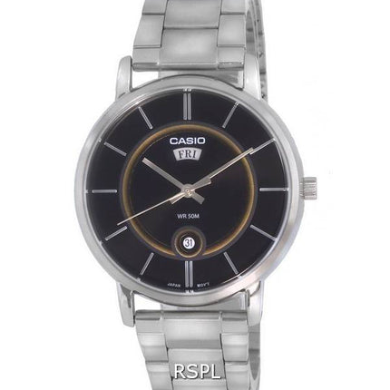 Montre Homme Casio Analogique Acier Inoxydable Cadran Noir Quartz MTP-B120D-1A MTPB120D-1